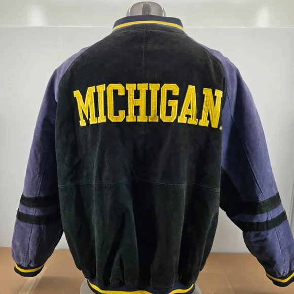 Vintage Michigan Wolverines Varsity Jacket Mens XXLarge SuedeCable Sports